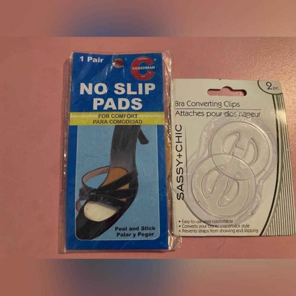 No Slip Heel Pads and Bra Converting Clips